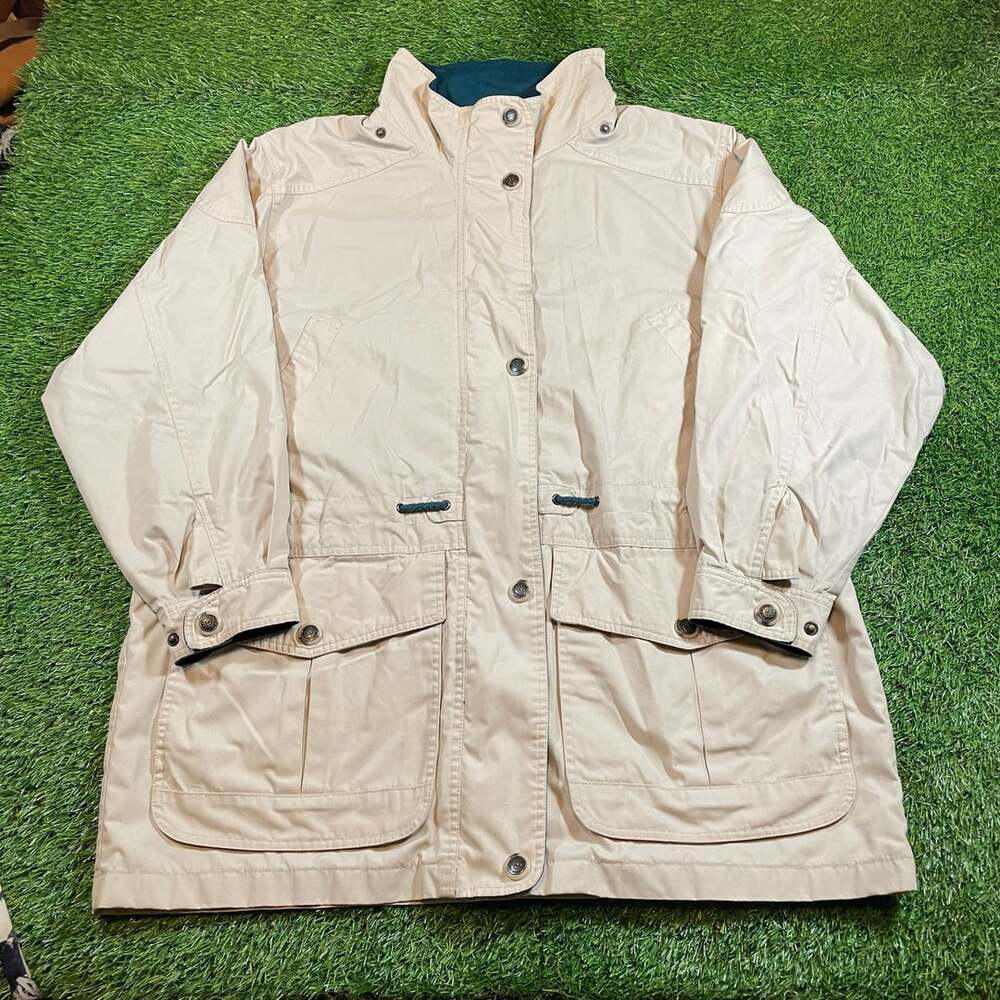 Pacific Trail Outdoor Wear Beige Cotton Field Jacket with Plaid Lining Size XL
